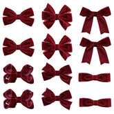 KCHIES dark red velvet bows pack cover—12-piece set for versatile outfits.