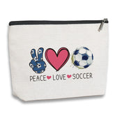 kdxpbpz Soccer Gifts Makeup Bag front view, travel-ready cosmetic organizer