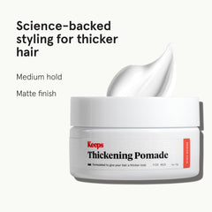 Keeps Matte Thickening Pomade jar dispense view shows easy application.