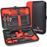 Keiby Citom manicure set red case with stainless steel tools for on-the-go grooming.