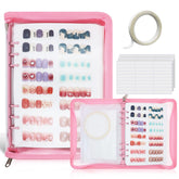 KEIFIN nail storage binder pink cover keeps swatches secure during travel.