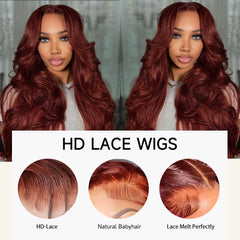 KEKEYY 200-density body-wave wig offers fullness and bounce for dramatic everyday styles.