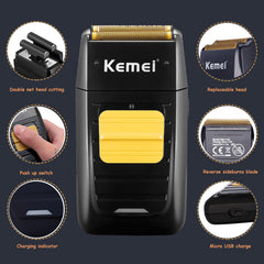 KEMEI 1102 foil shaver with double floating heads for comfortable close shaves