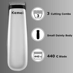 KEMEI Mini Hair Trimmer travel-compact design ideal for vacations and commuting.