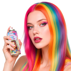 KENINA Purple Hair Spray drying-in-progress captures fast color setting and instant styling.