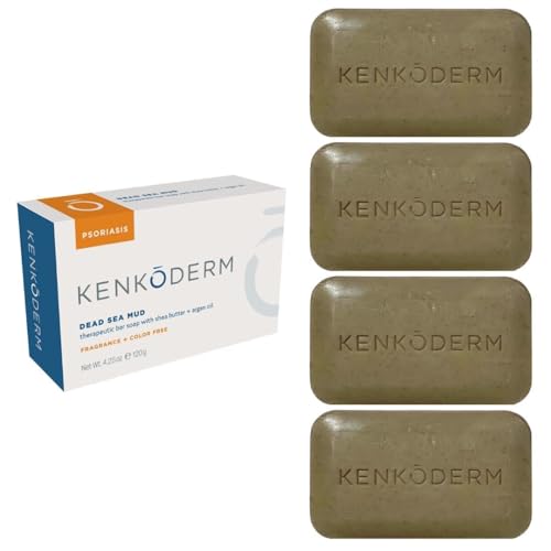 Kenkoderm Dead Sea Mud Soap pack—fragrance-free bars for gentle daily cleansing.