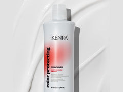 Kenra Color Protecting Shampoo label close-up emphasizes the pH-balanced formula.