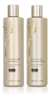 Kenra Platinum Luxe Shine Shampoo bottle showing daily cleansing for silky, radiant strands.