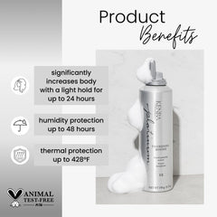 Kenra Platinum Thickening Mousse bottle 6.7 oz shows packaging and easy application