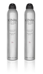 Kenra Ultra Freeze Spray bottle twin-pack highlights long-lasting ultra-firm hold.