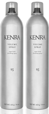Kenra Volume Spray 25-50% bottle-back view highlighting dual-pack convenience for volume.