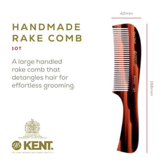 Kent 10T large detangler comb hand-polished teeth smoothly detangle curls