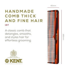 Kent 16T-16TG wide-tooth detangler for thick, curly, or textured hair.