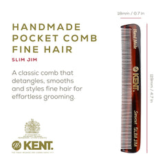 Kent Slim Jim pocket-size grooming compact with smooth teeth for on-the-go styling