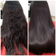 Kera Fruit Cirugia Capilar frizz-control close-up shows hair after smoothing