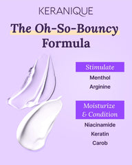 Keranique cruelty-free packaging label signals gentle, color-safe care.