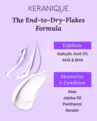 Keranique dandruff shampoo lather close-up showing gentle cleansing for color-treated hair.