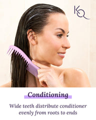 Keranique detangling comb conditioner-distribution helps roots to ends for even moisture.