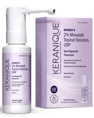 Keranique hair regrowth bottle for daily scalp care and consistency.