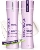 Keranique shampoo damaged hair bottle; gentle cleanse supports thinning and color-treated hair.
