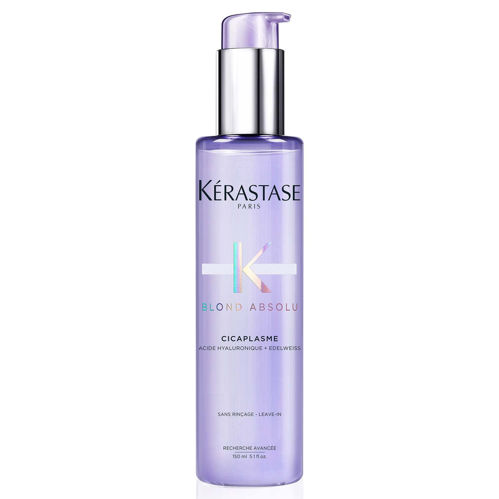 KÉRASTASE Blond Absolu Cicaplasme bottle shows heat protection up to 450°F for color-treated hair