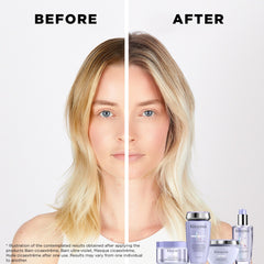 KÉRASTASE Blond Absolu Lumière shampoo pour demonstrates easy distribution and gentle cleansing.