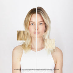 Kerastase Blond Absolu serum on blonde hair boosts shine.
