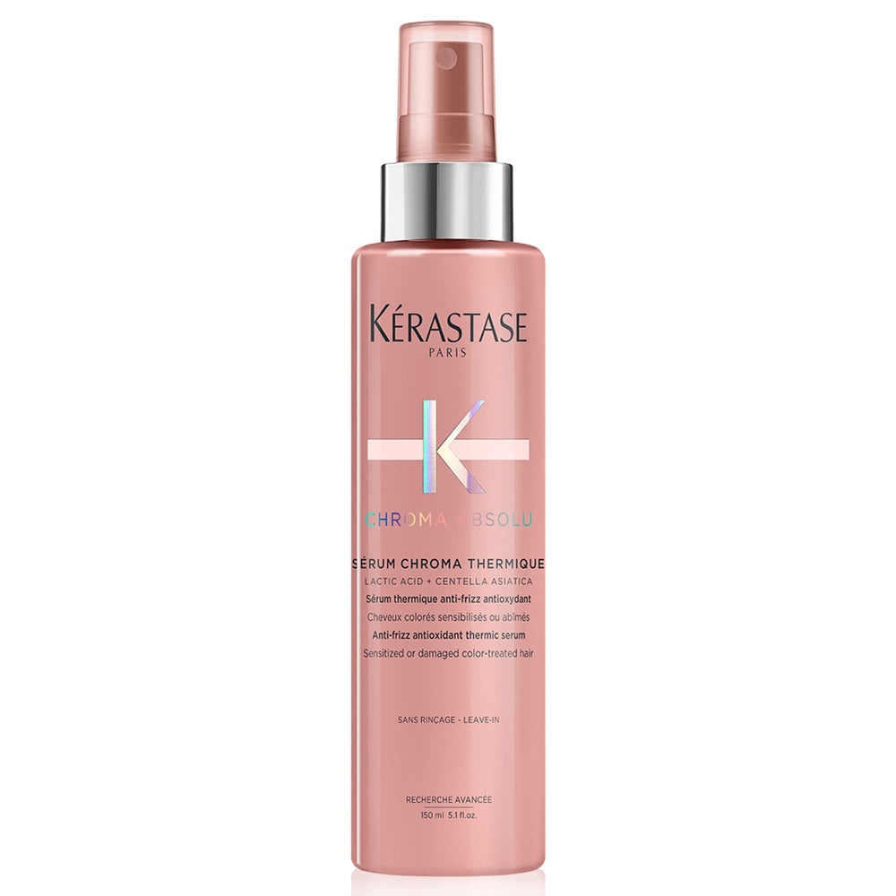 KÉRASTASE Chroma Absolu serum bottle closeup for color-treated hair hydration.
