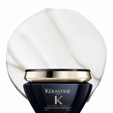 KÉRASTASE Chronologiste hair mask jar close-up shows rich formula for deep hydration.