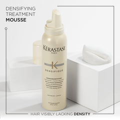 KÉRASTASE Densifique Mousse foam-texture demonstrates body-adding benefits for fuller look