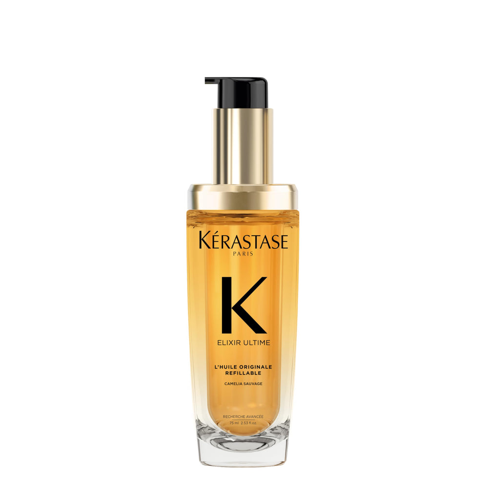 Kérastase Elixir Ultime oil pour showing nourishing shine for smooth hair.