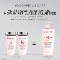 Kérastase Genesis Strengthening Shampoo lather close-up showing gentle cleansing and detangling
