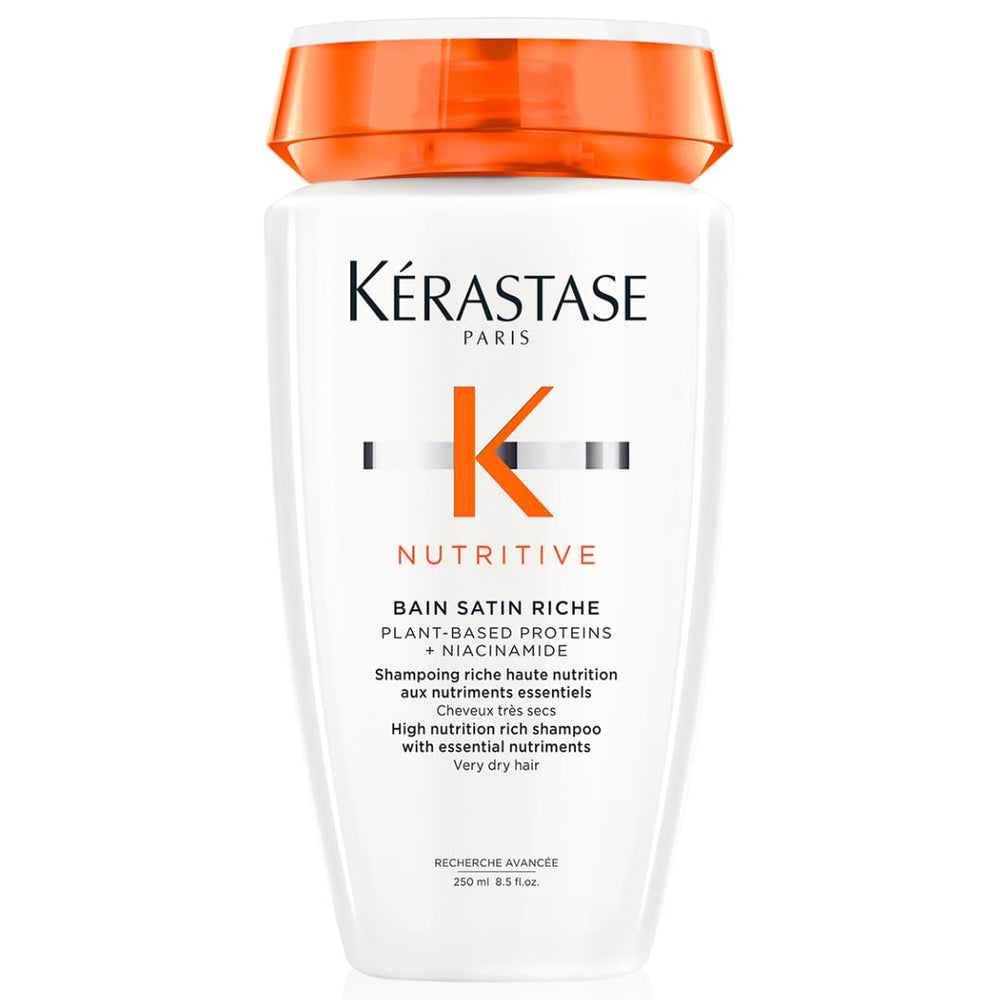 KÉRASTASE Nutritive Bain Satin Riche bottle close-up showing rich hydration