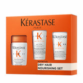 Kérastase Nutritive Discovery Set packshot highlighting travel-sized luxury trio for hydrated hair
