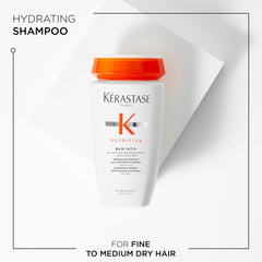 KÉRASTASE Nutritive shampoo bottle with rich lather that aids detangling.