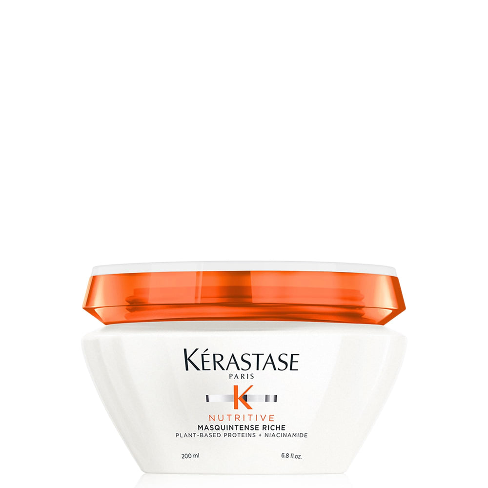 KÉRASTASE Masquintense Riche jar closeup—ultra-rich nourishment for very dry, medium-to-thick hair.