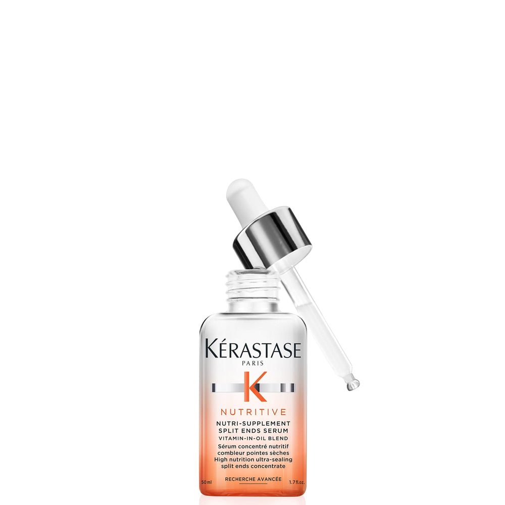 KÉRASTASE Nutritive serum bottle smoothing split ends with nourishment.