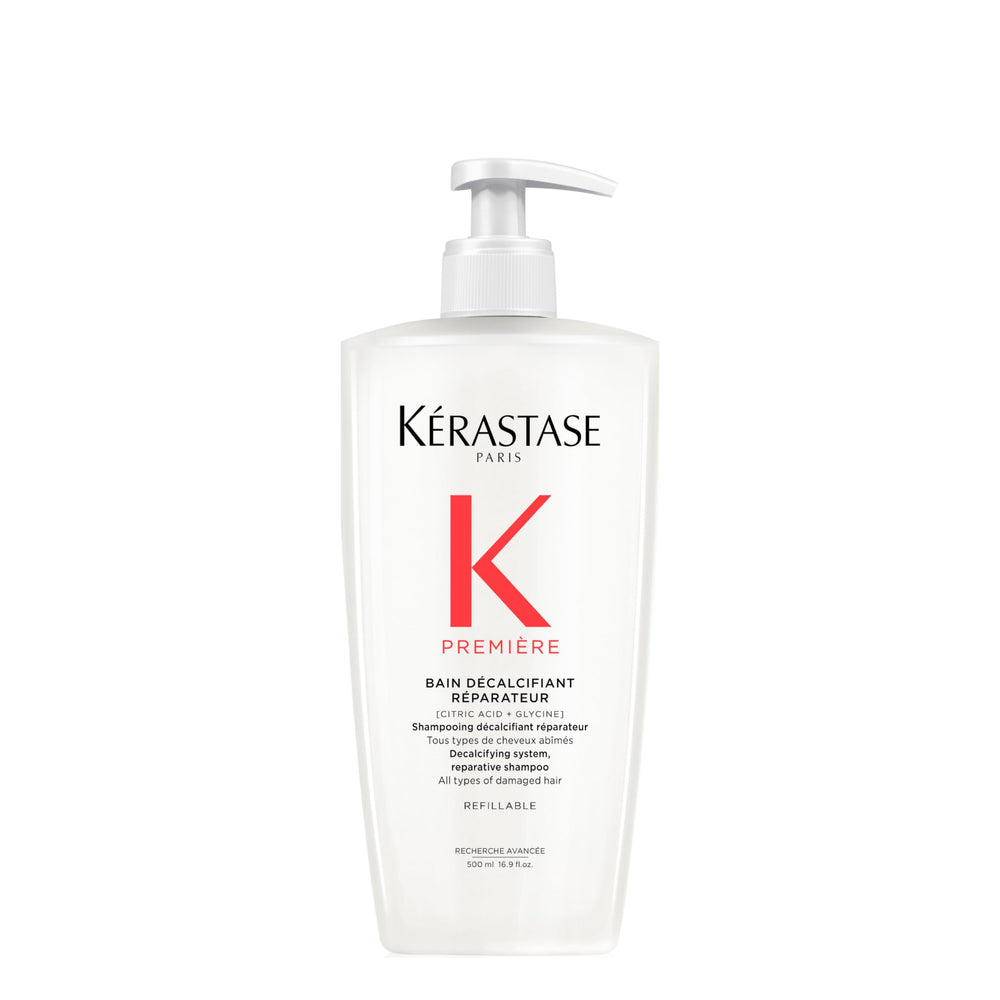Kerastase Premiere Bain Decalcifiant shampoo bottle closeup showing premium design and cleansing focus