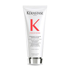 Kérastase Premiere bottle close-up signaling reparative hydration for damaged hair.