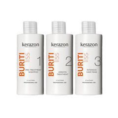 Kerazon Brazilian Keratin Buriti Liss Kit box ready for at home smoothing and shine.