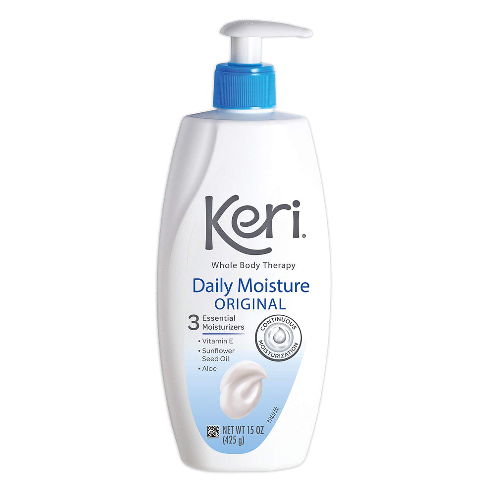 Keri Original Daily Moisture bottle front for day-long hydration and smoother skin.