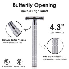 Keropy safety razor blade pack emphasizes long-lasting stainless blades.