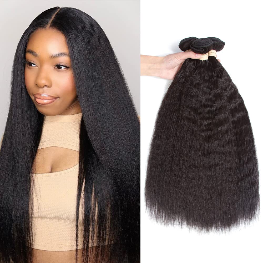 Kerriana Kinky Straight Bundles 16inch blend naturally for everyday wear.