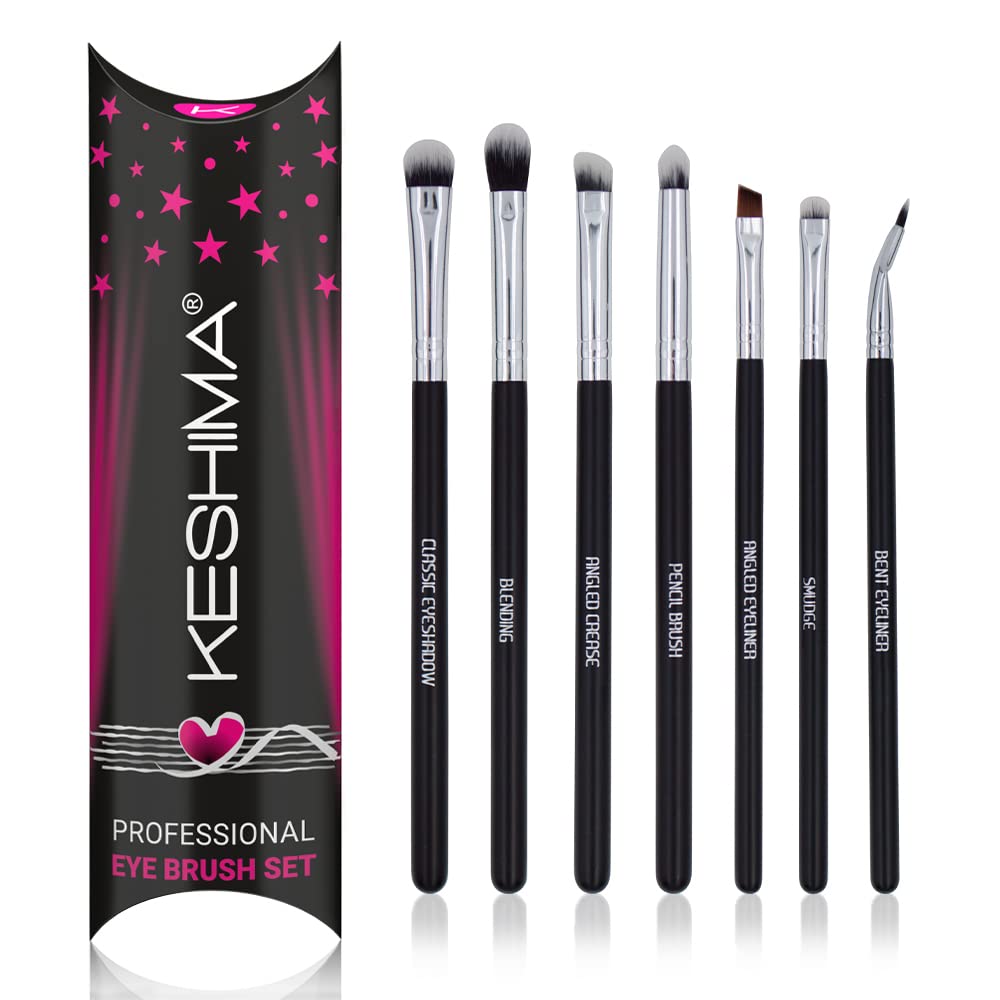 KESHIMA 7-piece eye brush set packshot showing complete kit for versatile eye makeup application.