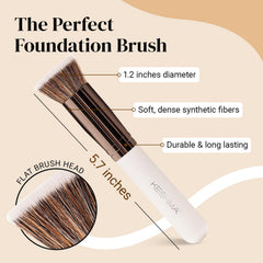 Keshima flat-top kabuki bristle close-up shows dense synthetic fibers for smooth application.