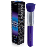 Keshima flat-top kabuki brush close-up showing soft fibers for seamless foundation blending.