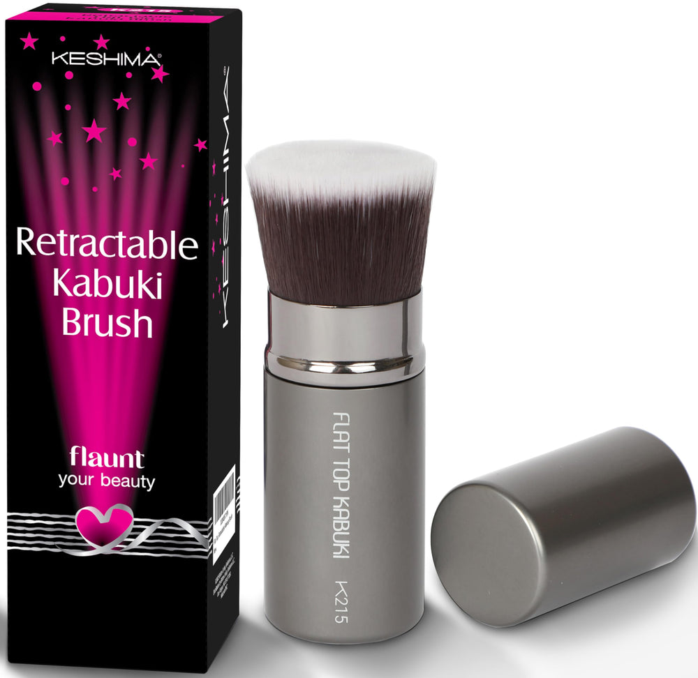 KESHIMA flat top retractable brush with closed cap for portable flawless coverage