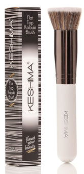 Keshima foundation brush flat-top kabuki white for precise blending in liquid makeup.