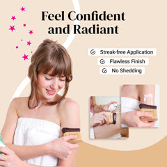 Keshima self-tanner brush on a wood handle enables easy, controlled application