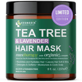KESMEDIK Pure Tea Tree Oil Hair Mask bottle provides soothing hydration for dry, damaged hair